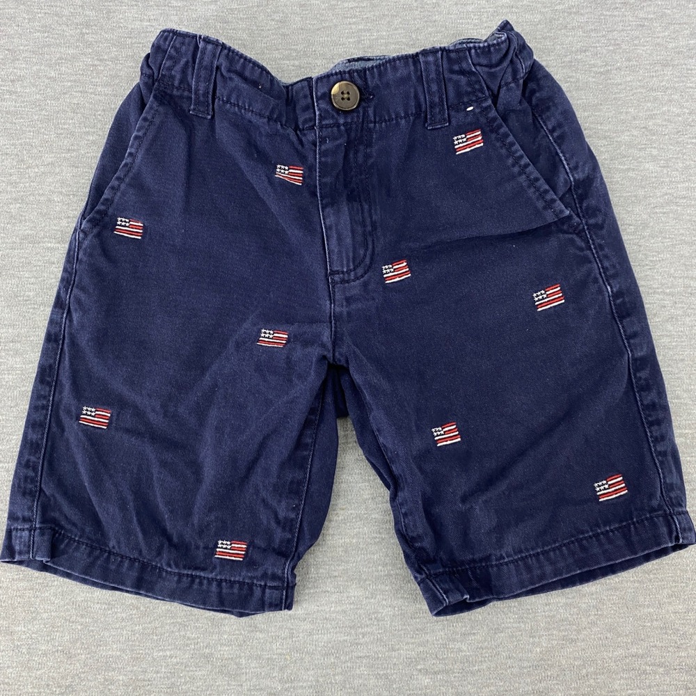 Gymboree Kids Navy Blue American Flag Prep Fit Adjustable WaistShorts Size 6